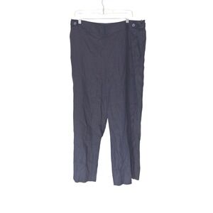 Talbots Pants Linen Blend Navy Blue Office Work Career Trousers Straight Leg 16P